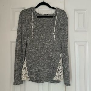 Small Gray thin “style” hoodie